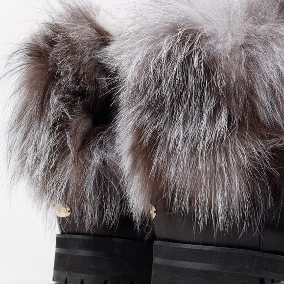 Jimmy Choo Dana Black Leather Grey Fur Boots - Picture 8 of 9